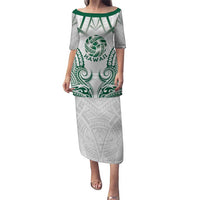 Custom Hawaii Volleyball Puletasi Polynesian Pattern LT05 Long Dress Teal - Polynesian Pride