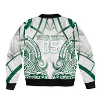 Custom Hawaii Volleyball Sleeve Zip Bomber Jacket Polynesian Pattern - Polynesian Pride