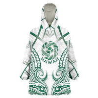 Custom Hawaii Volleyball Wearable Blanket Hoodie Polynesian Pattern LT05 One Size Teal - Polynesian Pride