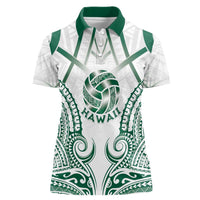 Custom Hawaii Volleyball Women Polo Shirt Polynesian Pattern LT05 Female Teal - Polynesian Pride