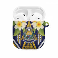 Nauru Independence Day AirPods Case Coat Of Arms With Plumeria LT05 Navy - Polynesian Pride