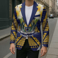 Personalised Nauru Independence Day Blazer Coat Of Arms With Plumeria - Polynesian Pride