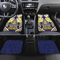 Personalised Nauru Independence Day Car Mats Coat Of Arms With Plumeria - Polynesian Pride
