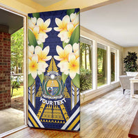 Personalised Nauru Independence Day Door Cover Coat Of Arms With Plumeria - Polynesian Pride