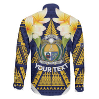 Personalised Nauru Independence Day Family Matching Long Sleeve Bodycon Dress and Hawaiian Shirt Coat Of Arms With Plumeria - Polynesian Pride