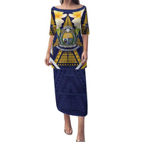 Personalised Nauru Independence Day Family Matching Puletasi and Hawaiian Shirt Coat Of Arms With Plumeria - Polynesian Pride