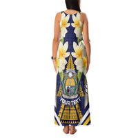 Personalised Nauru Independence Day Family Matching Tank Maxi Dress and Hawaiian Shirt Coat Of Arms With Plumeria - Polynesian Pride