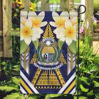 Nauru Independence Day Garden Flag Coat Of Arms With Plumeria - Polynesian Pride