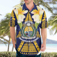 Personalised Nauru Independence Day Hawaiian Shirt Coat Of Arms With Plumeria LT05 - Polynesian Pride