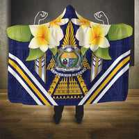Nauru Independence Day Hooded Blanket Coat Of Arms With Plumeria - Polynesian Pride