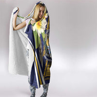 Nauru Independence Day Hooded Blanket Coat Of Arms With Plumeria - Polynesian Pride