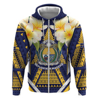 Personalised Nauru Independence Day Hoodie Coat Of Arms With Plumeria - Polynesian Pride