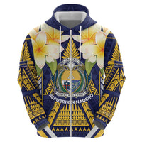 Personalised Nauru Independence Day Hoodie Coat Of Arms With Plumeria - Polynesian Pride