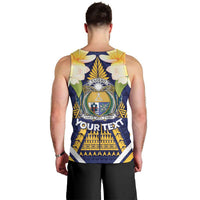 Personalised Nauru Independence Day Men Tank Top Coat Of Arms With Plumeria - Polynesian Pride