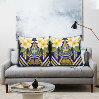 Nauru Independence Day Pillow Cover Coat Of Arms With Plumeria - Polynesian Pride