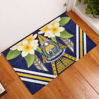 Nauru Independence Day Rubber Doormat Coat Of Arms With Plumeria - Polynesian Pride