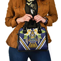 Nauru Independence Day Shoulder Handbag Coat Of Arms With Plumeria - Polynesian Pride