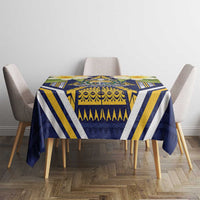 Nauru Independence Day Tablecloth Coat Of Arms With Plumeria - Polynesian Pride