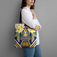 Nauru Independence Day Tote Bag Coat Of Arms With Plumeria - Polynesian Pride