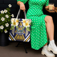 Nauru Independence Day Tote Bag Coat Of Arms With Plumeria - Polynesian Pride