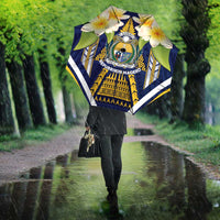 Nauru Independence Day Umbrella Coat Of Arms With Plumeria - Polynesian Pride