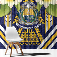 Nauru Independence Day Window Curtain Coat Of Arms With Plumeria - Polynesian Pride