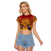 ANZAC Day Raglan Cropped T Shirt Australia And New Zealand Slouch Hats LT05 Female Yellow - Polynesian Pride