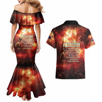 Honouring The ANZAC Spirit Couples Matching Mermaid Dress and Hawaiian Shirt Gallipoli Lest We Forget