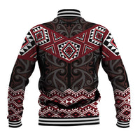 New Zealand Aotearoa Baseball Jacket Red Taniko Art Maori Pattern LT05 - Polynesian Pride