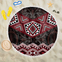 New Zealand Aotearoa Beach Blanket Red Taniko Art Maori Pattern LT05 One Size 150cm Red - Polynesian Pride