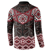 New Zealand Aotearoa Button Sweatshirt Red Taniko Art Maori Pattern LT05 - Polynesian Pride