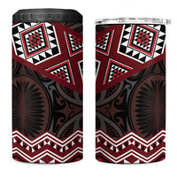 New Zealand Aotearoa 4 in 1 Can Cooler Tumbler Red Taniko Art Maori Pattern LT05 One Size: 16 oz Red - Polynesian Pride