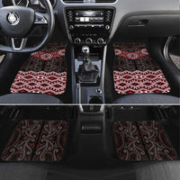 New Zealand Aotearoa Car Mats Red Taniko Art Maori Pattern LT05 Set 4pcs Red - Polynesian Pride