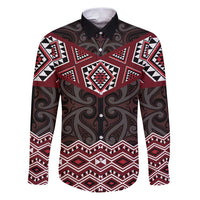 New Zealand Aotearoa Family Matching Puletasi and Hawaiian Shirt Red Taniko Art Maori Pattern