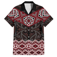 New Zealand Aotearoa Family Matching Summer Maxi Dress and Hawaiian Shirt Red Taniko Art Maori Pattern