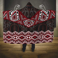 New Zealand Aotearoa Hooded Blanket Red Taniko Art Maori Pattern LT05 - Polynesian Pride