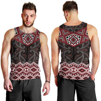 New Zealand Aotearoa Men Tank Top Red Taniko Art Maori Pattern LT05 - Polynesian Pride