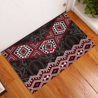 New Zealand Aotearoa Rubber Doormat Red Taniko Art Maori Pattern LT05 - Polynesian Pride