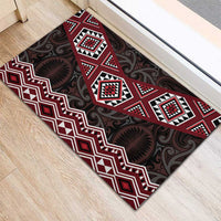New Zealand Aotearoa Rubber Doormat Red Taniko Art Maori Pattern LT05 - Polynesian Pride