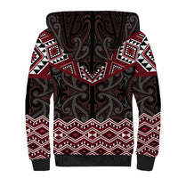 New Zealand Aotearoa Sherpa Hoodie Red Taniko Art Maori Pattern LT05 - Polynesian Pride