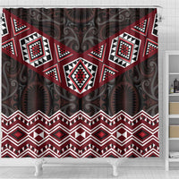 New Zealand Aotearoa Shower Curtain Red Taniko Art Maori Pattern