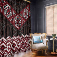 New Zealand Aotearoa Window Curtain Red Taniko Art Maori Pattern LT05 - Polynesian Pride