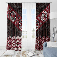 New Zealand Aotearoa Window Curtain Red Taniko Art Maori Pattern LT05 - Polynesian Pride