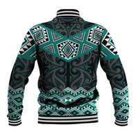 New Zealand Aotearoa Baseball Jacket Turquoise Taniko Art Maori Pattern LT05 - Polynesian Pride