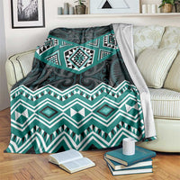 New Zealand Aotearoa Blanket Turquoise Taniko Art Maori Pattern LT05 Turquoise - Polynesian Pride