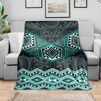 New Zealand Aotearoa Blanket Turquoise Taniko Art Maori Pattern LT05 - Polynesian Pride