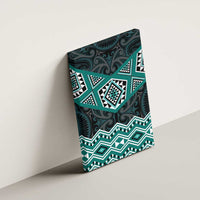 New Zealand Aotearoa Canvas Wall Art Turquoise Taniko Art Maori Pattern LT05 - Polynesian Pride