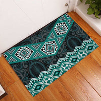 New Zealand Aotearoa Rubber Doormat Turquoise Taniko Art Maori Pattern LT05 - Polynesian Pride