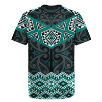 New Zealand Aotearoa Rugby Jersey Turquoise Taniko Art Maori Pattern