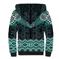 New Zealand Aotearoa Sherpa Hoodie Turquoise Taniko Art Maori Pattern LT05 - Polynesian Pride